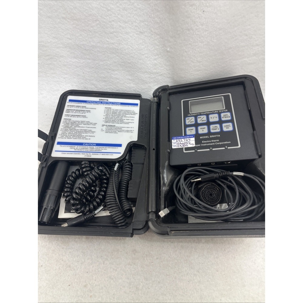 Cooper Temperature/Humidity Digital Instrument SRH77A- Untested - Picture 7 of 8